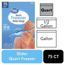 Freezer Safe Ziploc Bags, Quart Freezer Bags, 75 Count