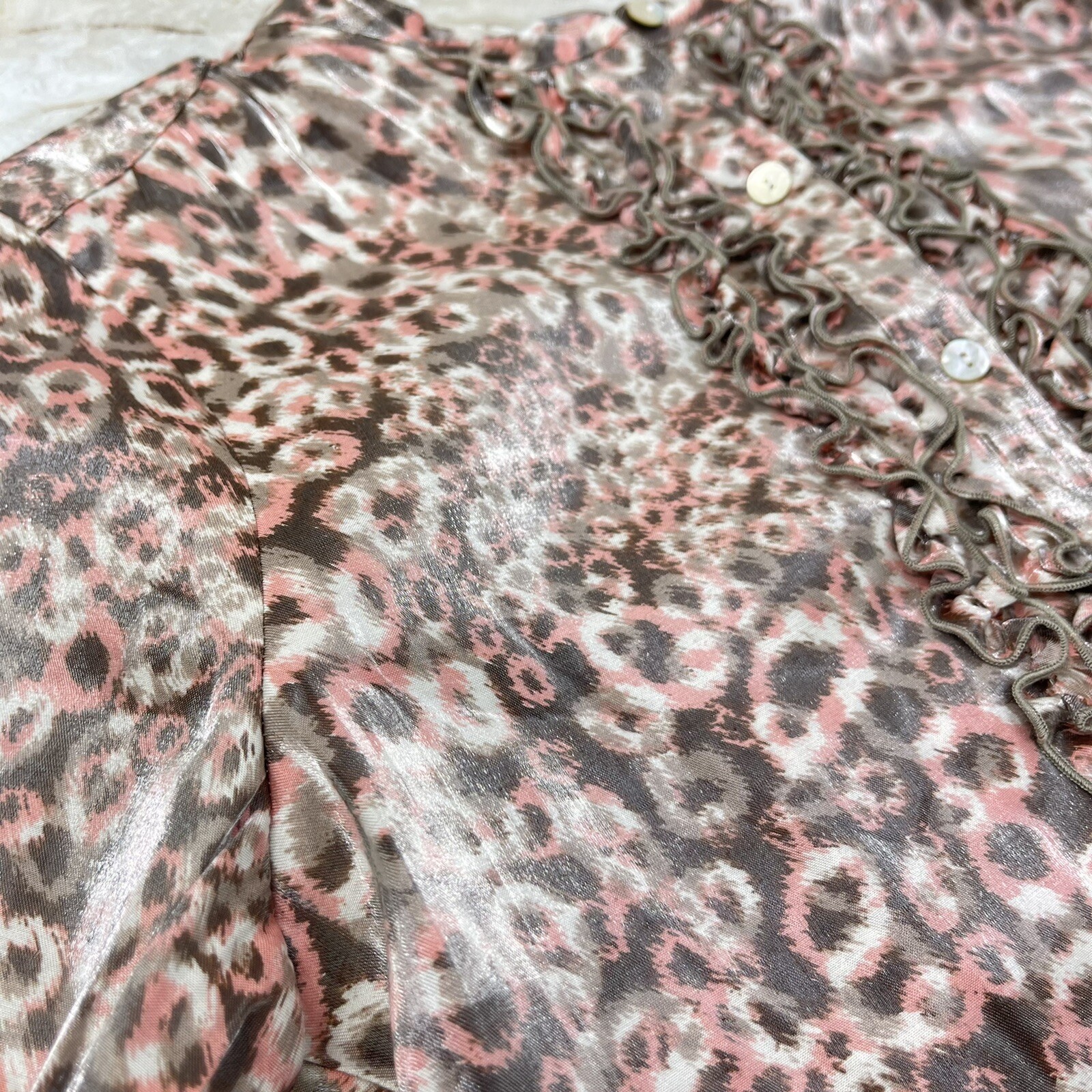Ruby RD Petite Animal Print Metallic Button Up LO… - image 7