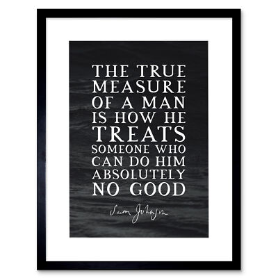 Slate Quote Samuel Johnson True Measure Framed Wall Art Print 12X16 In