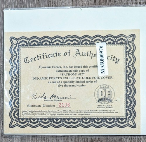 Fathom #12 DF Gold Foil Variant, COA Limited, Michael Turner, Untouched - Picture 3 of 3