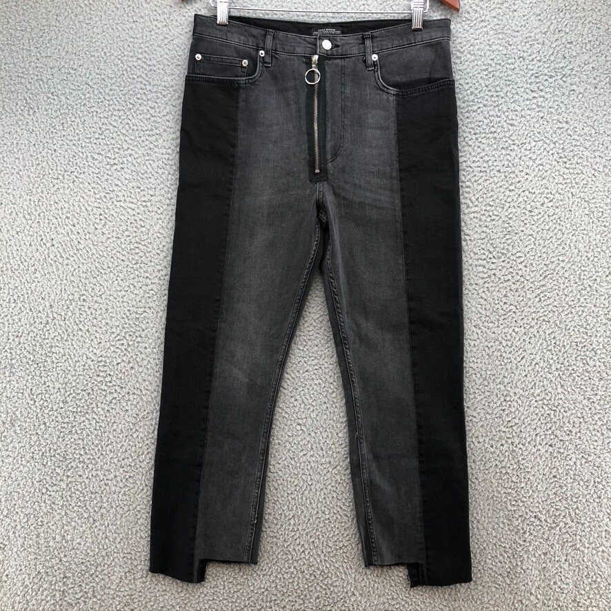 Zara Denim Two Tone Jeans Womens 6 Black Cropped Ankle Zara Denim Two Tone Jeans Womens 6 Black Cropped Ankle