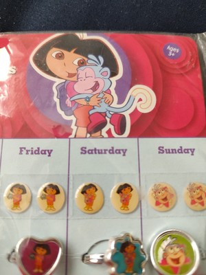 Dora the explorer stick on earrings and rings set ages 3+ Nick Jr 2005 Sealed 
