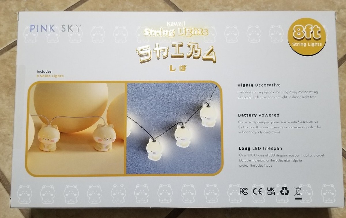 Pink Sky Kawaii Shiba 8ft String Lights | eBay