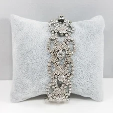 Charming Charlie's Lacy Clear Rhinestone Silver Tone Bracelet, 8 Inches