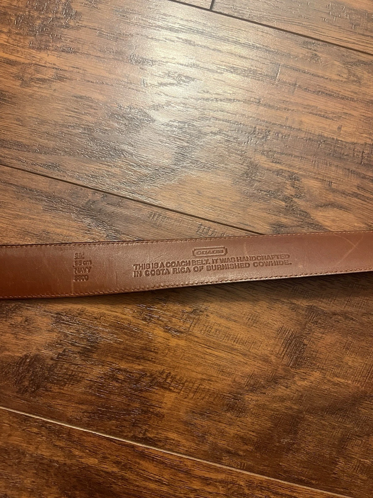 Cintura uomo Coach 38” 95 cm pelle bovina marina fibbia ottone 5800 Costa Rica