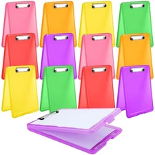Teling 12 Pack Clipboard with Storage Bulk A4 Plastic Translucent Storage Cli...