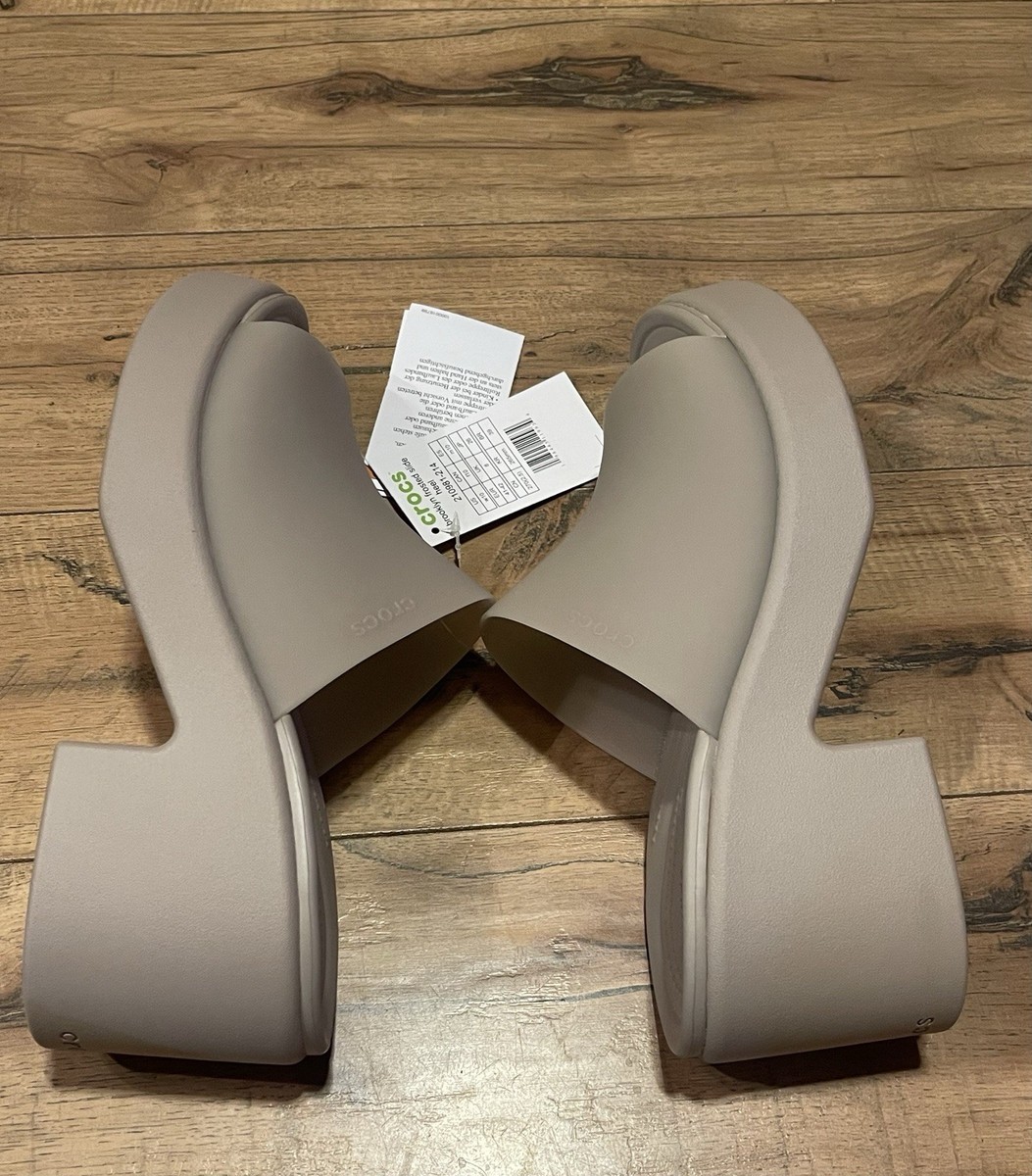NEW CROCS Brooklyn Frosted Slide Heel 210981 Tan Size 10 ~ BRAND