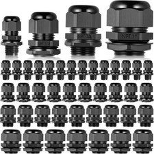 50 Pcs 1/4 1/2 3/4 1 NPT Black Nylon Cable Gland, 1, 