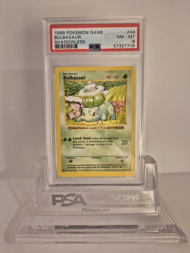 1999 Pokémon TCG Bulbasaur Shadowless Base Set  PSA 8 Mint  44/102