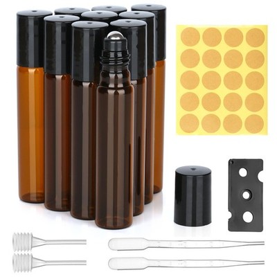 Ailvor Roll on Glasflaschen für Ätherisches Öl - 10 Stück Braune Flasche Leer...