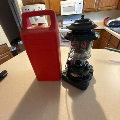 #ad Vintage Coleman CL2 Adjustable Gas Lantern with Red Carrying Case $75.00