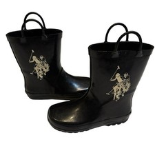 U.S. Polo Assn. Kids Black Rubber Rain Boots - Size 12 Toddler