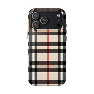 Plaid Phone Case for Samsung Galaxy S25 S24 S23 S22 & iPhone 17 16 Tan Black Red