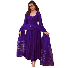 Women's Rayon Blend Anarkali Solid Kurta with Pant  Dupatta