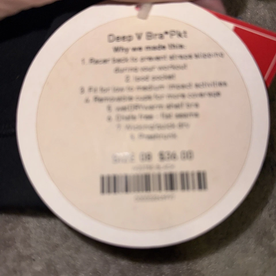 Lululemon Deep V Sports Bra Dark Black Women’s Size 8 NWT - Image 3 of 4