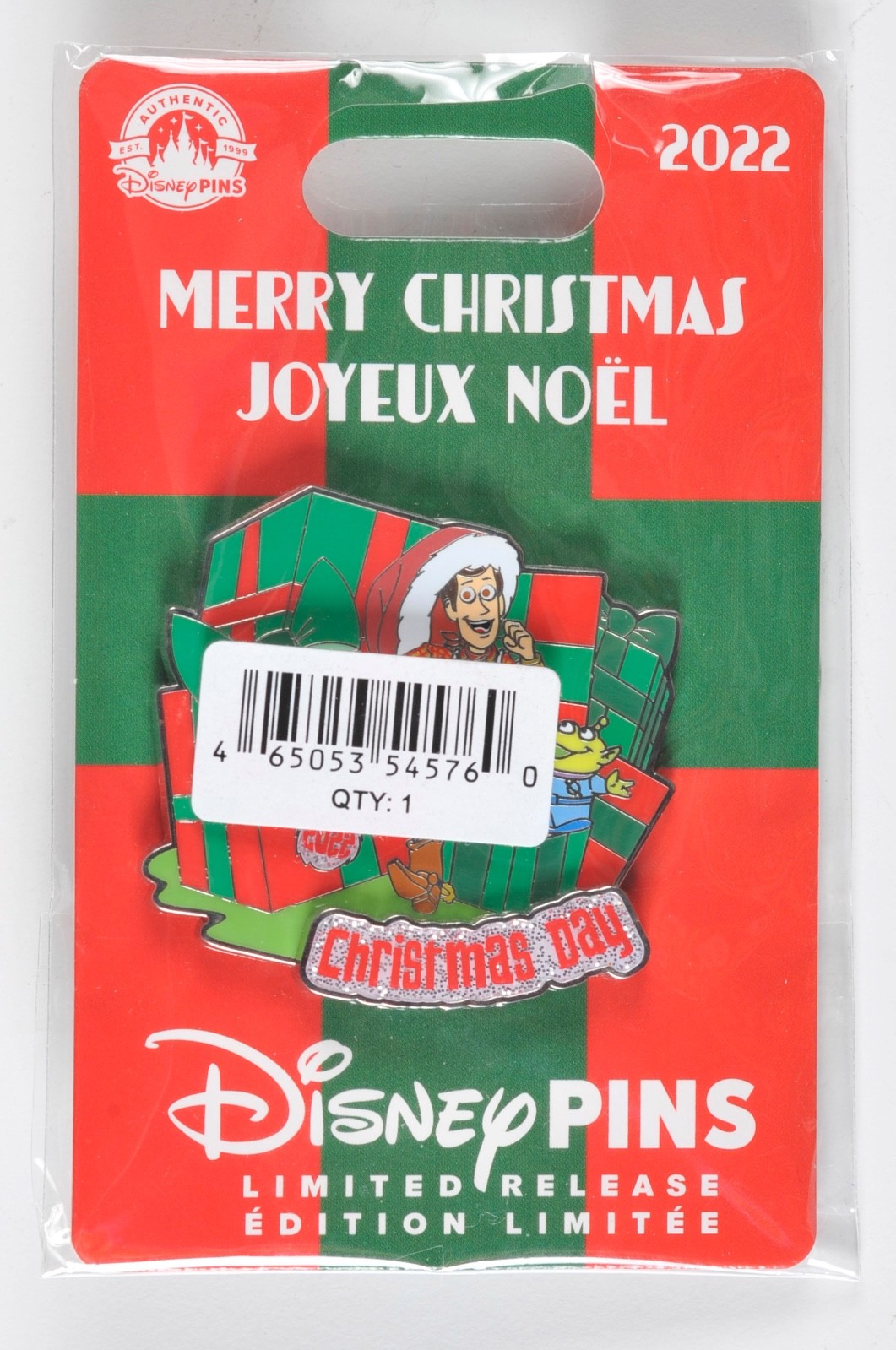 Disney Merry Christmas Day Joyeux Noel 2022 Toy Story Pin NEW