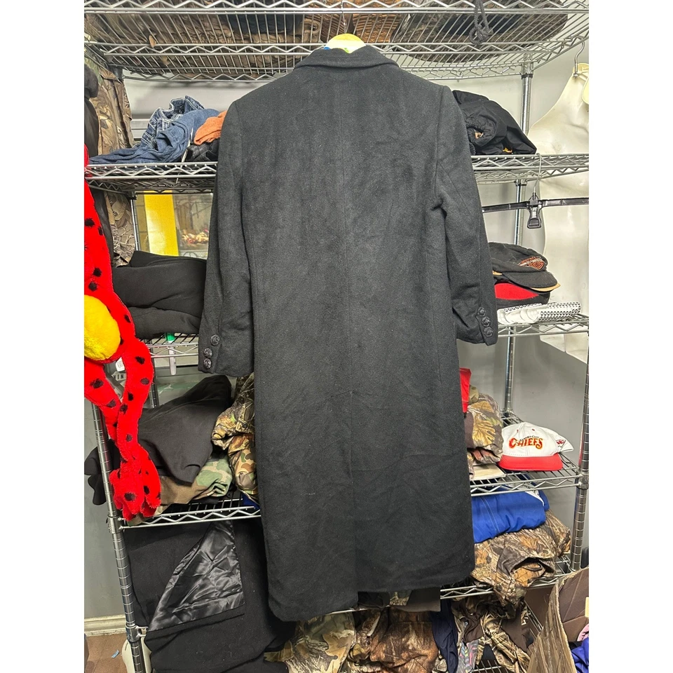 Abrigo largo J Percy para Marvin Richards mezcla de lana negro chaquetón talla L Foto 3 de 4