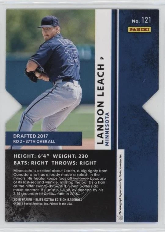 2018 Panini Elite Extra Edition Status Emerald Die-Cut /25 Landon Leach Auto - Image 2 of 2