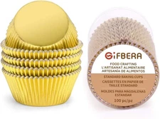 Gold Foil Muffin Cupcake Liners/Baking Cups Standard Size, 100-Count