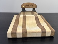 Alaska Ulu Knife & Chopping Cutting Bowl With Built in Stand 6" Blade Never Used