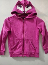 Tea Collection Sweatshirt Girls 5 Magenta Zip Hoodie Fox Wolf Terry Cotton Blend