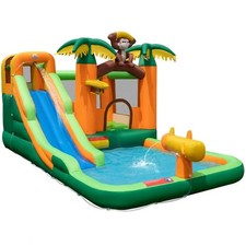 6-in-1 Monkey Themed Inflatable Water Slide Park with Slide and Splash Pool 1785