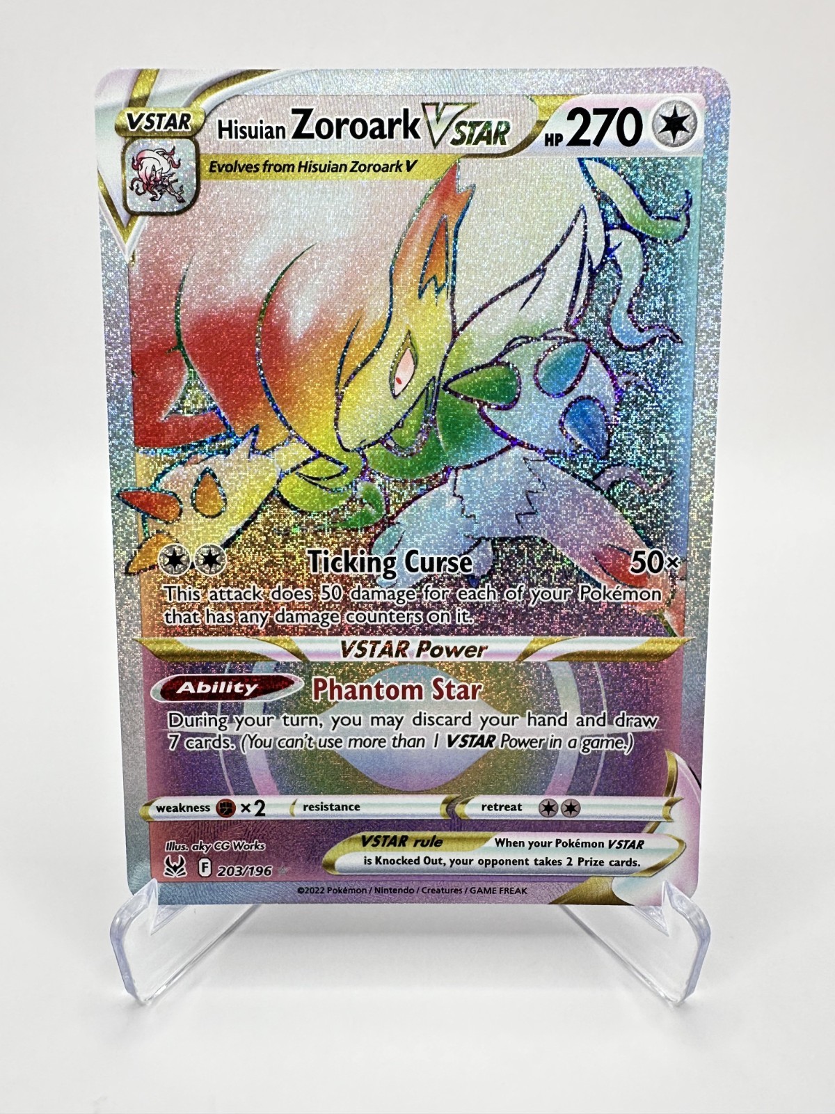 Hisuian Zoroark VSTAR 203/196 Swsh11: Lost Origin Holo Moderately Played