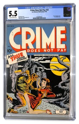 Crime Does Not Pay #33 CGC 5.5 Charles Biro Hanging Cover Lev Gleason 1944 (XO)