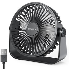 TriPole USB Desk Fan Portable Mini Powerful 3 Speeds Wind Small, Black
