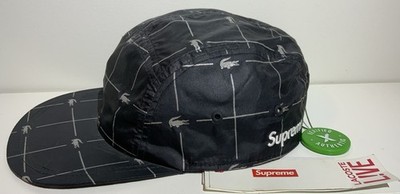 New Supreme x Lacoste Black Grid Pattern Adjustable Men s Baseball Cap One Size