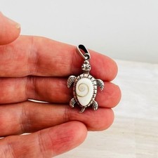 Sterling Silver 925 Sea Turtle Pendant Shiva Eye Shell Ocean Beach Jewellery