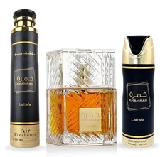 Khamrah 3 PC Lattafa Gift Set EDP Perfume + Body Spray + Air Freshener