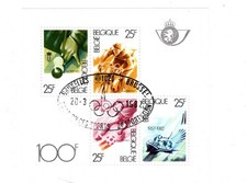 Belgique. Bloc feuillet oblitéré de 4 timbres sports de 1982. (Y et T n°58)