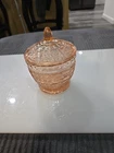 vintage pink depression candy dish .