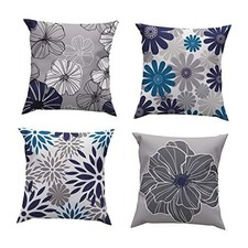 Pillow Covers 18" x 18" Set of 4 Decorative Throw 18" x 18" Pack of 4 Blue