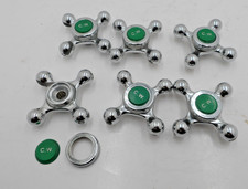 6 Vintage Chrome Cross Cold Water Faucet Handles