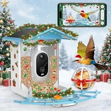 3MP Smart Bird Feeder with Camera,AI Camera Solar Powered,Color Night white