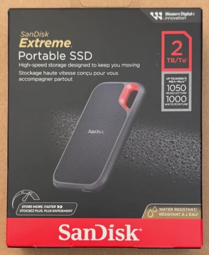 SANDISK EXTREME 2 TB HIGH SPEED PORTABLE SSD DISK DRIVE - NEW BOXED