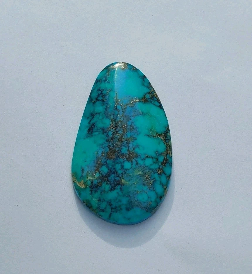 Natural Bisbee Blue Turquoise Stone-55 Ct Cab Sky Blue Chocolate Black Matrix #9 - Image 3 of 4