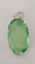 Grosser Prasiolith Anhänger Echt Silber Edelstein Grün Vintage
