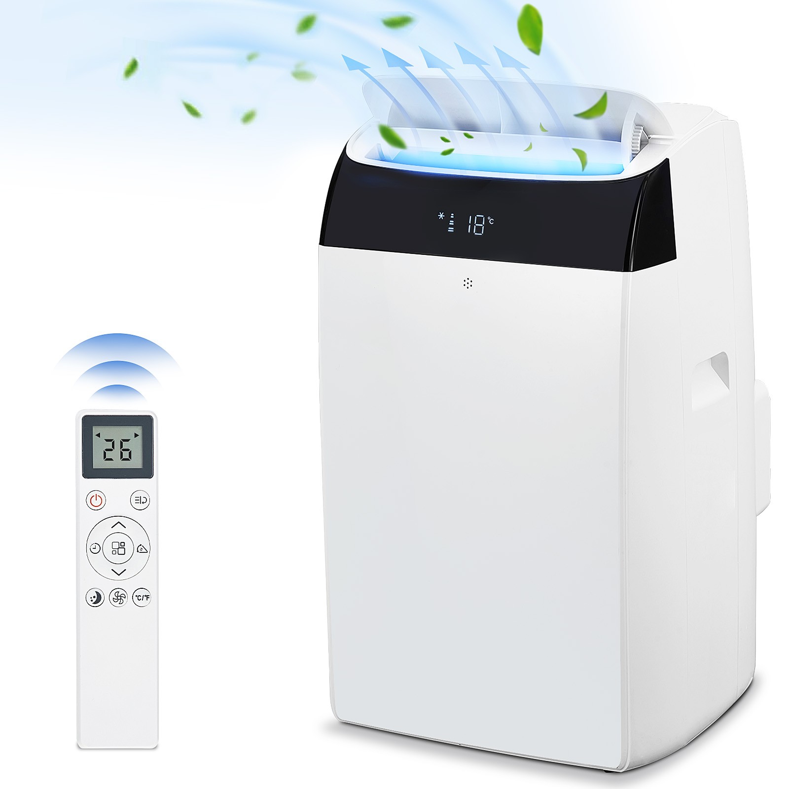 Portable AC Unit w/ Remote Cooling Dehumidifier Fan for Home Bedroom Indoor