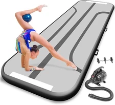 SereneLife 9.8ft Inflatable Gymnastics Air Tumble Mat - Black (Open Box)