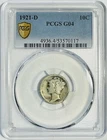 1921 D MERCURY DIME 10c PCGS G4 SEMI KEY DATE COIN