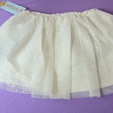 Cat  Jack Girls 5T White Iridescent Polka Dot Glitter Tutu Skirt Tulle Layered