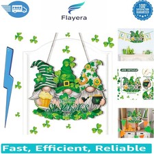 Charming Gnome  Shamrock St. Patrick's Day Wooden Door Sign - 14.29x11.61 In