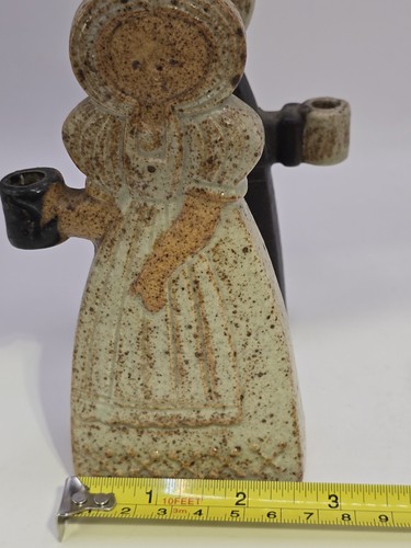 Knobler Japan Minimalistic Art Pottery Figures Man Woman Mini Candle Holders - Picture 10 of 10