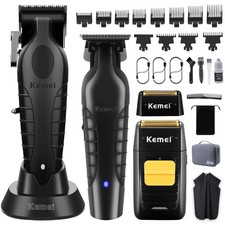 KEMEI Professional Hair Clipper and Trimmers Set, Km-2299+2296+1102-black 