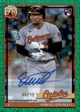 2026 Topps #91C-30 Samuel Basallo 1991 Topps Autographs Green Refractors #/99