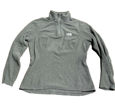 The North Face Gray Fleece Jacket Womens Size M Pullover 1/4 Zip Shirt Hiking