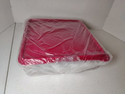 NEW Tupperware Snack Store Container 9x9 Square Clear/Berry Seal #5352 FREE SHIP